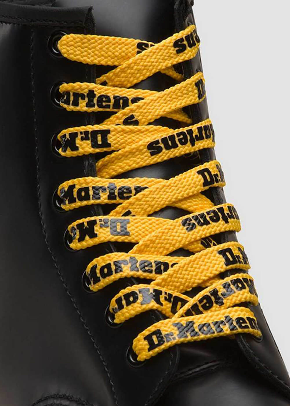 Martens Logo Laces Flat Eyes Yellow and Black - Main Image