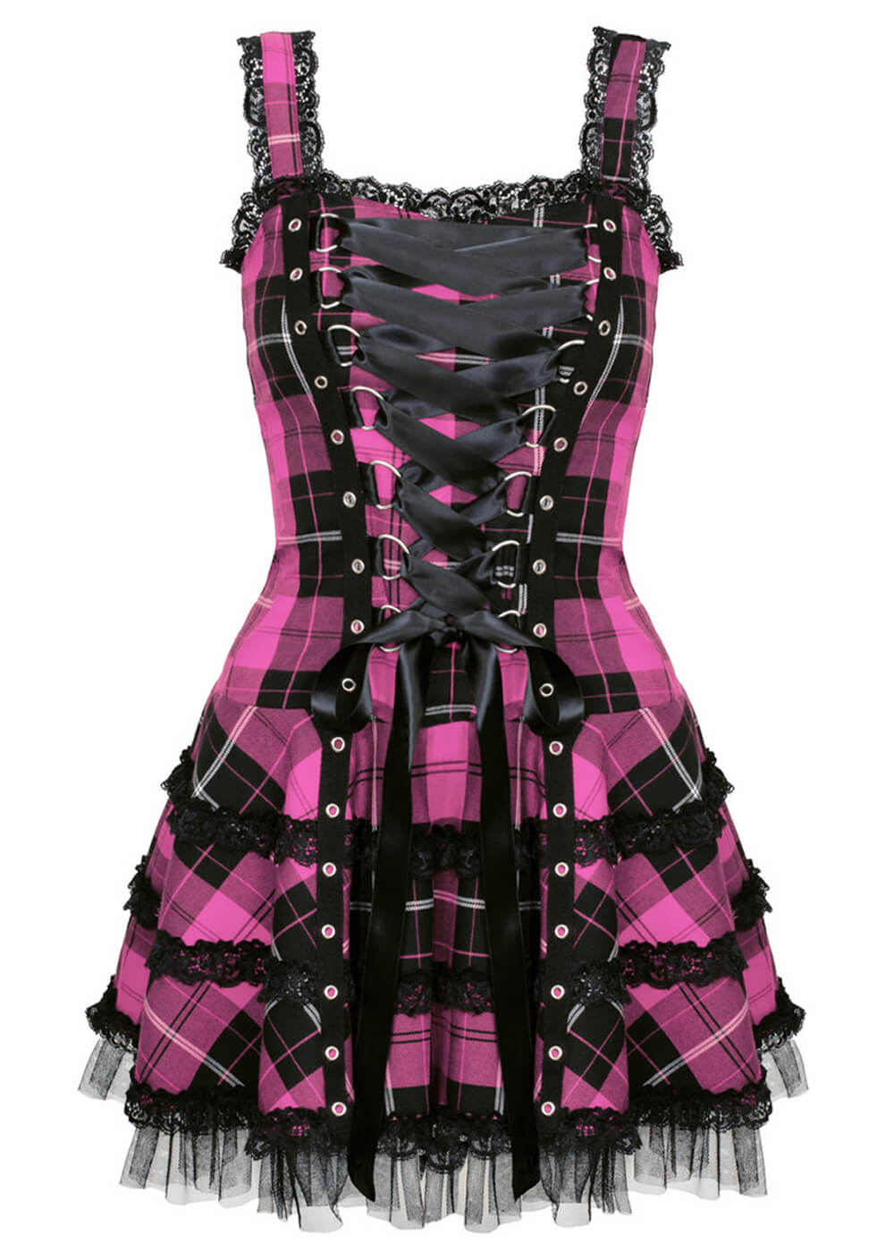 Hell Bunny Harley Tartan Dress Pink