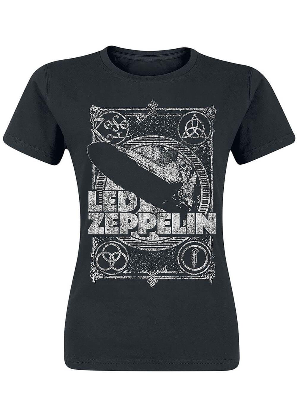 Band Shirts Led Zeppelin Vintage Girlie T-Shirt Black Zwart S