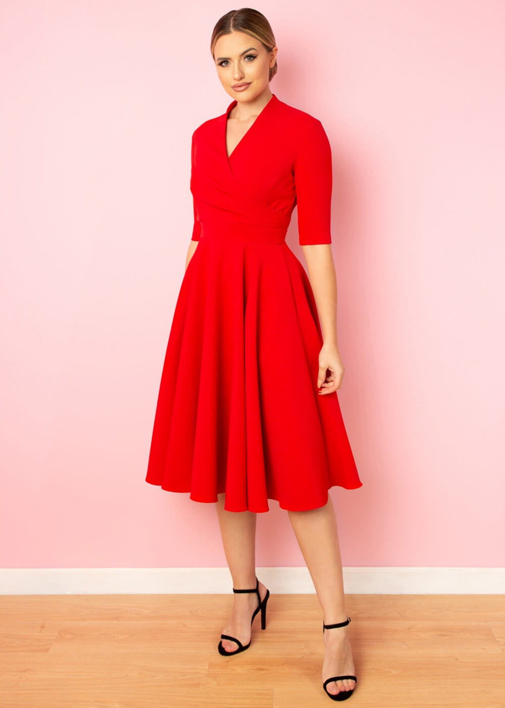 Pretty Dress Company Leyla 50's Midi Swing Dress Red www