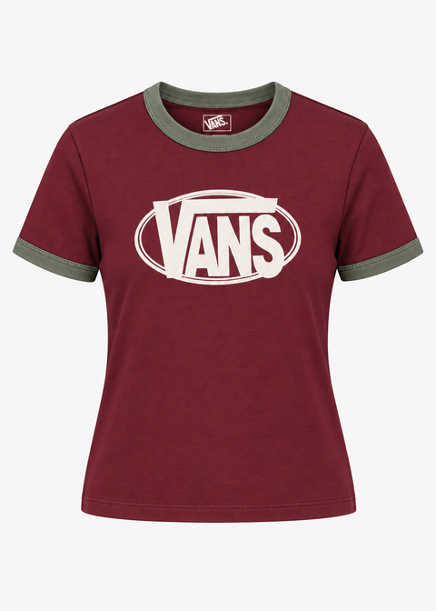 Vans Damen Center Chest Ringer-T-Shirt Port Royal
