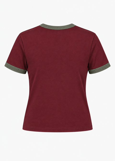 Vans Damen Center Chest Ringer-T-Shirt Port Royal