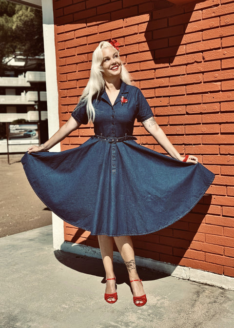 Succubus Clothing Ruby Denim 50's Swing Jurk Zwart