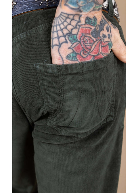 Run & Fly Heren Corduroy 70's Flare Broek Bosgroen - productfoto 4