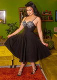 Aradia Maila Webbed Bust 50's Swing Dress Black