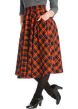 Banned Miss Spook Tartan 50's Swing Skirt Orange