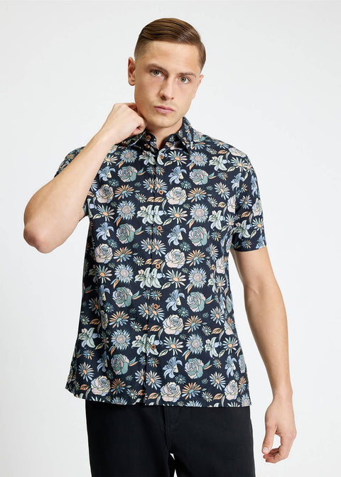Ben Sherman Watercolour Floral Shirt Black