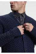 Ben Sherman Texture Gebreid Vest Donkerblauw – detail