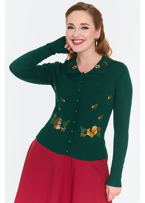 Voodoo Vixen Woodland 50's Cardigan Groen - foto 1