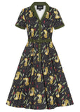 Collectif Caterina 50s Tiger 50's Swing Dress Green