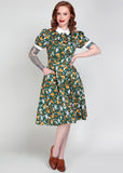 Collectif Peta Wild Berry Fields 40's Swing Dress Green