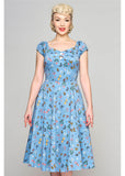 Collectif Dolores Butterfly Fields 50's Swing Dress Light Blue