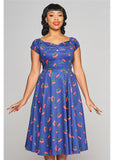 Collectif Dolores 50's Cherry Swing Dress Navy