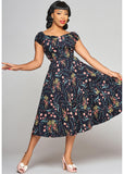 Collectif Dolores Hollyhocks Hooray 50's Swing Dress Multi