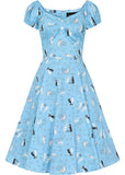 Collectif Dolores Poodle Parade 50's Swing Dress Light Blue