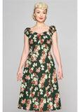 Collectif Dolores Vintage Bloom 50's Swing Dress Green