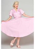 Collectif Caterina Pink Polka 50's Swing Skirt Pink