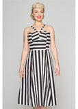 Collectif Emma Contrast Stripe 50's Swing Dress Black White
