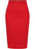 Collectif Polly Textured Cotton 50's Pencil Skirt Red