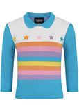Collectif Rigel Rainbow Star 60's Truitje Top Multi Colour