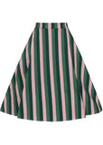 Collectif Mattie Palm Stripe 50's Swing Skirt Pink