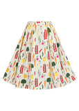 Collectif Marilu Vegetable Medley 50's Swing Skirt Cream