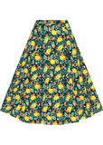 Collectif Clara Lemon Bloom 50's Midi Swing Skirt Teal