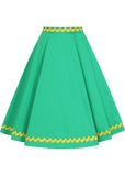 Collectif Matilde Banana Trim 50's Swing Skirt Green