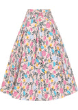 Collectif Laken Floral Whimsy 50's Swing Skirt Pink