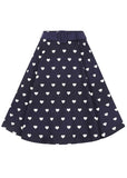 Collectif Emmie Heart Ahoy 50's Swing Skirt Navy