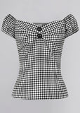 Collectif Dolores Gingham 50's Top Black White
