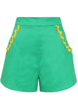 Collectif Emilia Banana Trim 50's Shorts Green