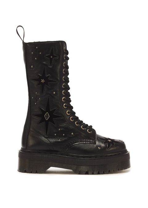 Dr. Martens 1B99 WMG hoge zwarte laarzen - zijaanzicht met sterren