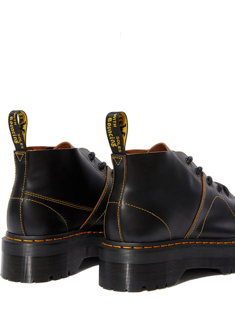 Martens Church Quad Platform Leather Boots Black www