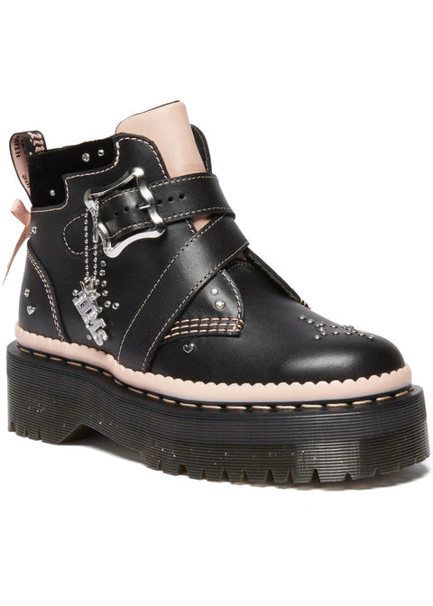 Martens Caitie Leather Platform Boots Black Pink www