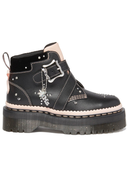 Martens Caitie Leder Platform Stiefel Schwarz Rosa www