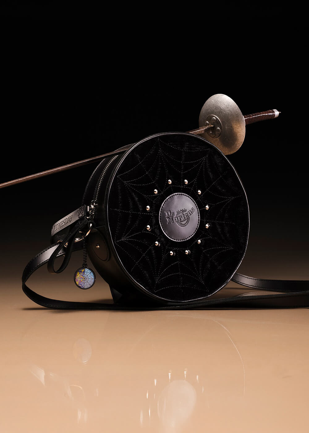 Dr. Martens Wednesday Spiderweb Round Bag Black - www.succubus.com