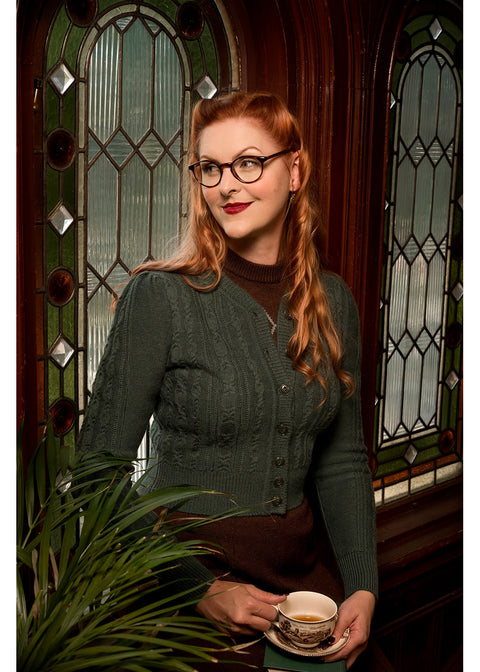 Emmy Design Ice Skater Merinowollen Cardigan Zeegroen Melange – aanvullende foto