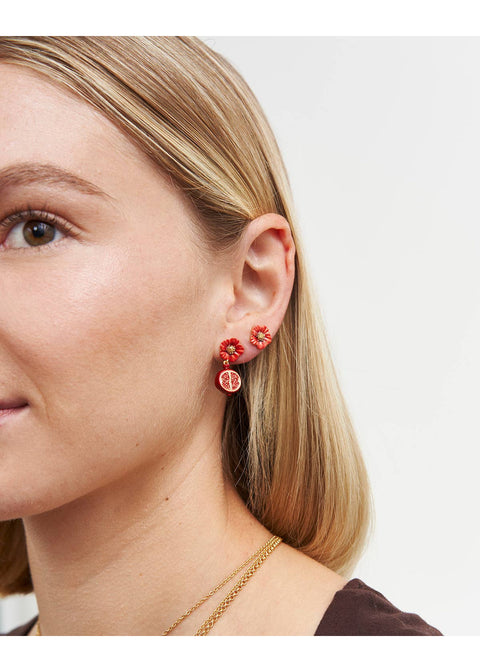 Fable England Blossom & Pomegranate Granaatappel Oorbellen Rood - productfoto 2