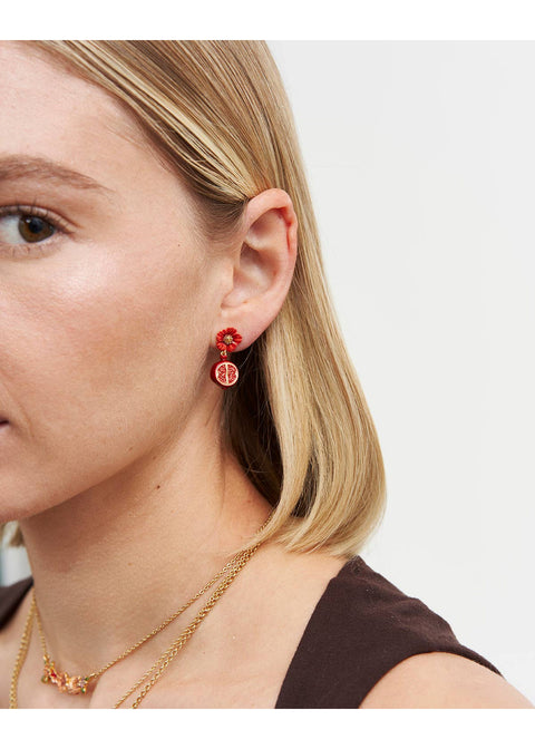 Fable England Blossom & Pomegranate Granaatappel Oorbellen Rood - productfoto 4