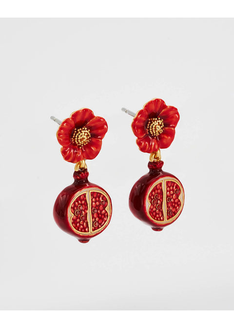 Fable England Blossom & Pomegranate Granaatappel Oorbellen Rood - productfoto 5
