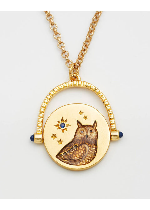 Fable England Owl Spinner Uil Ketting Goud - productfoto 2