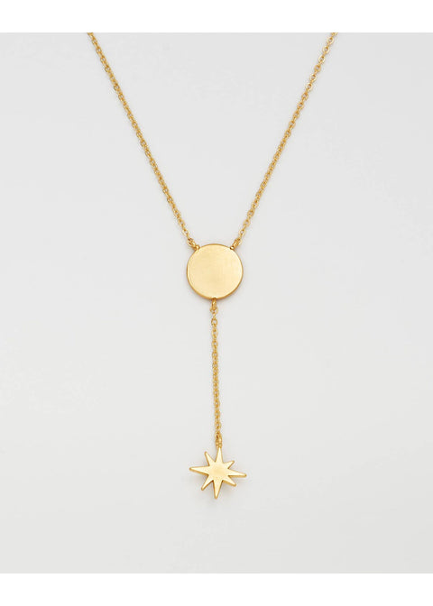 Fable England Sun Lariat Zon & Maan Ketting Goud - productfoto 2
