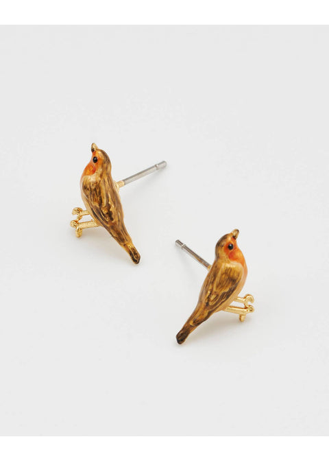 Fable England Robin Roodborstje Oorknopjes Goud - productfoto 5
