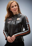 Grand Prix Women Gulf Racing Leather Jacket Black