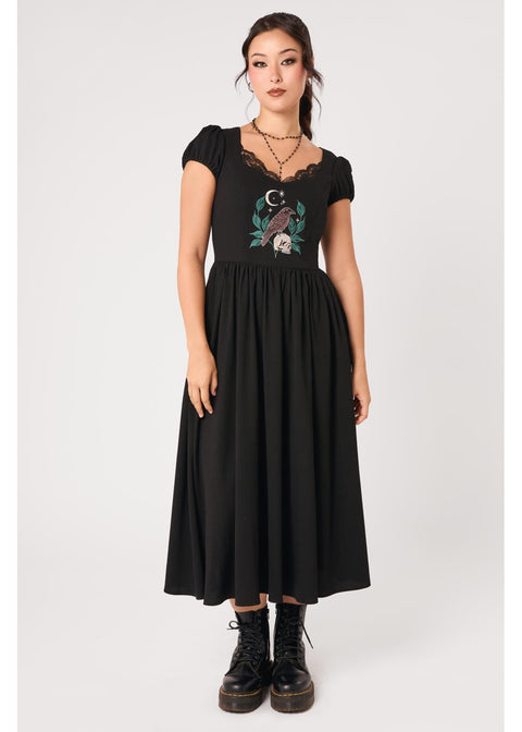 Hell Bunny Nevermore Raven Midi Jurk Zwart - 7