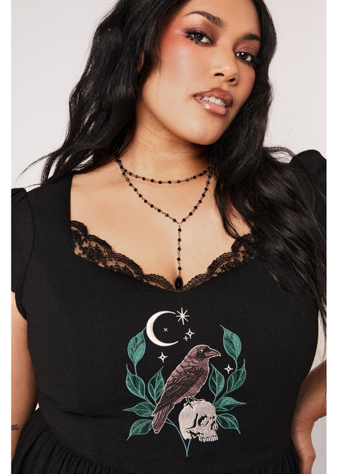 Hell Bunny Nevermore Raven Midi Jurk Zwart - 9