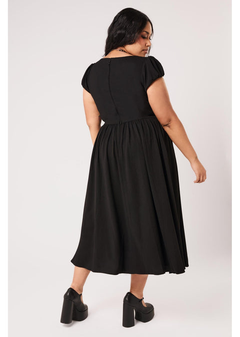 Hell Bunny Nevermore Raven Midi Jurk Zwart - 10