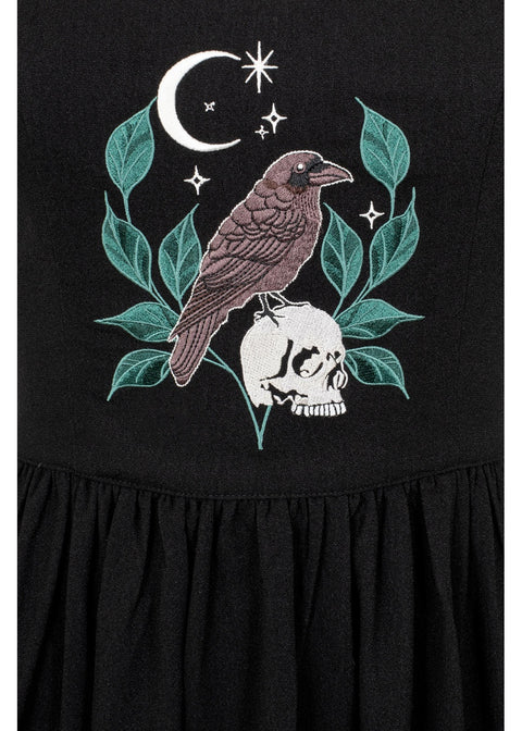 Hell Bunny Nevermore Raven Midi Jurk Zwart - 3