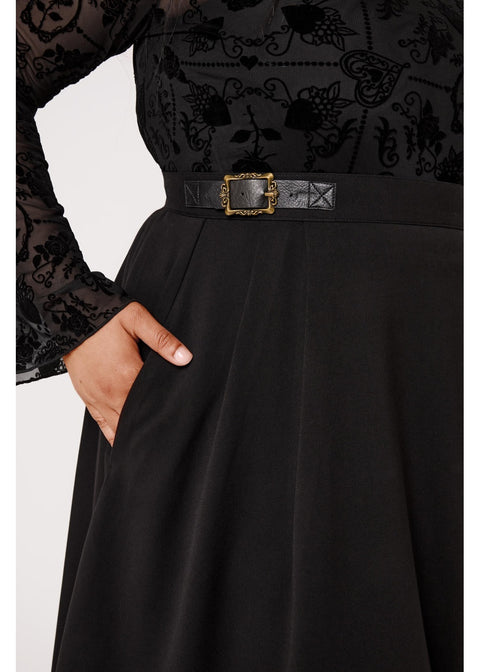 Hell Bunny Maude Midi Rok Zwart - 9